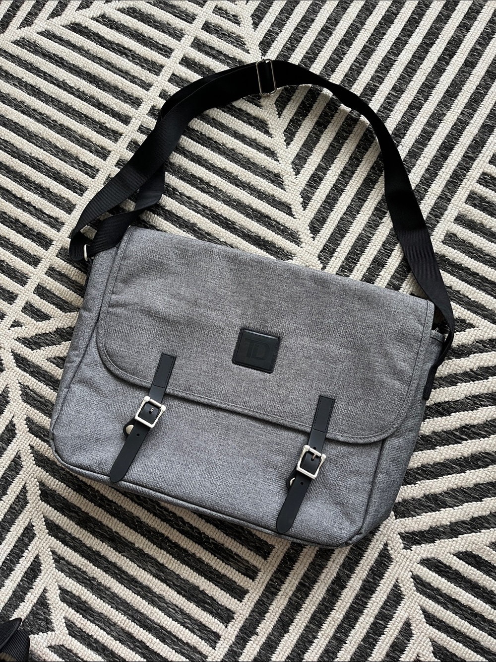 Cotton Briefcase 💼 - Heather Gray & Black w/ shoulder strap *** NWOT ***